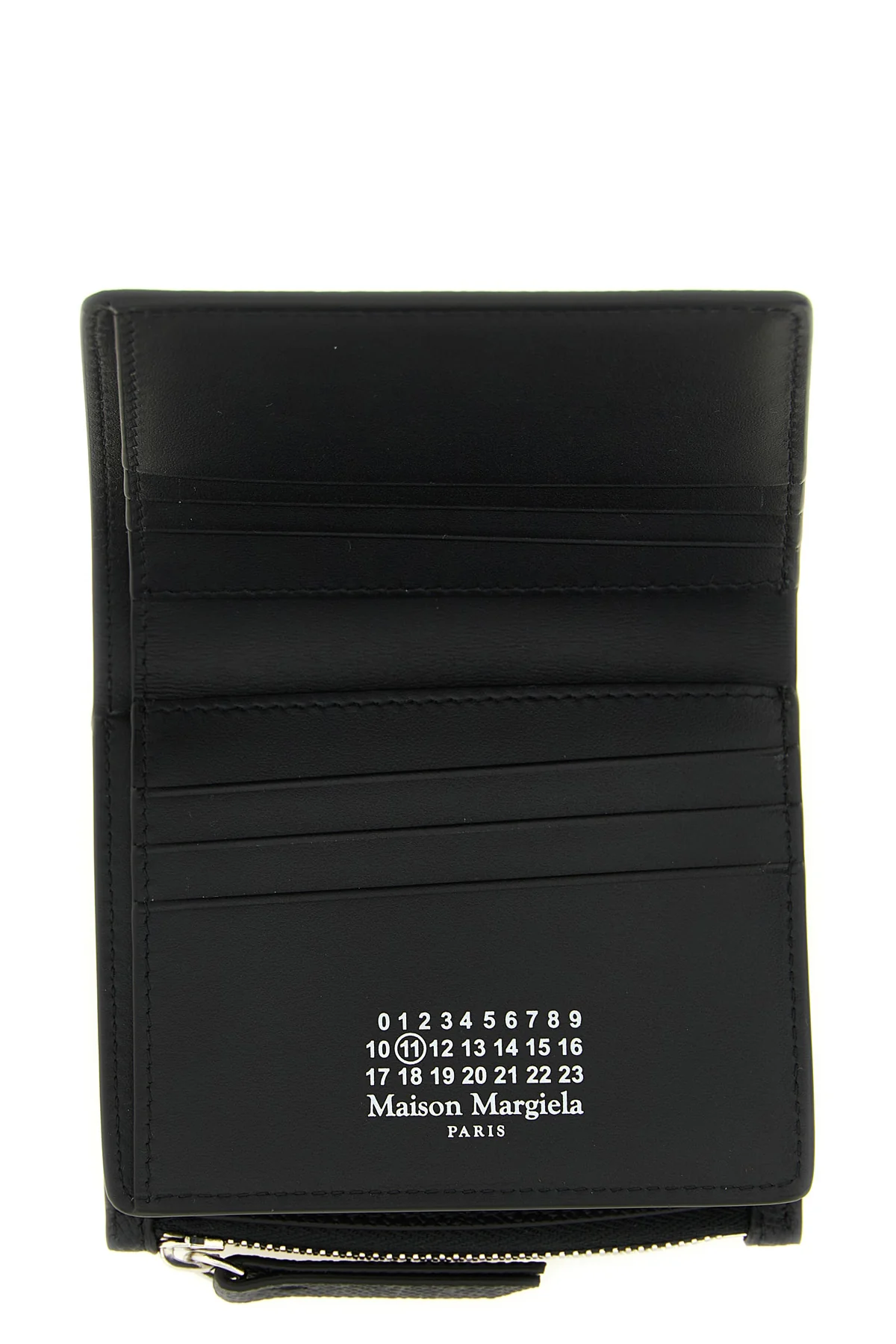 maison margielas small wallet is made of fine black hammered calf leather