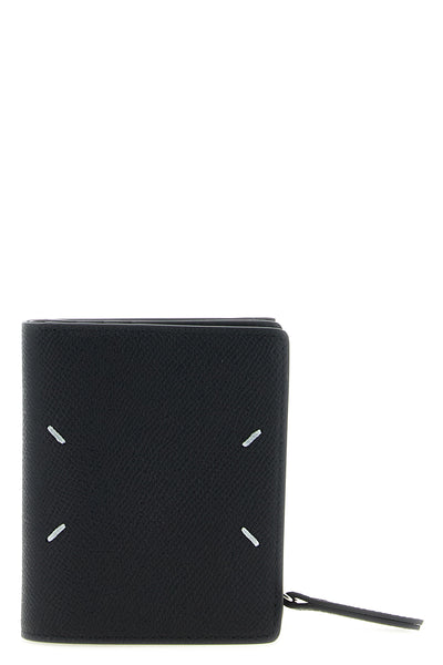 maison margielas small wallet is made of fine black hammered calf leather