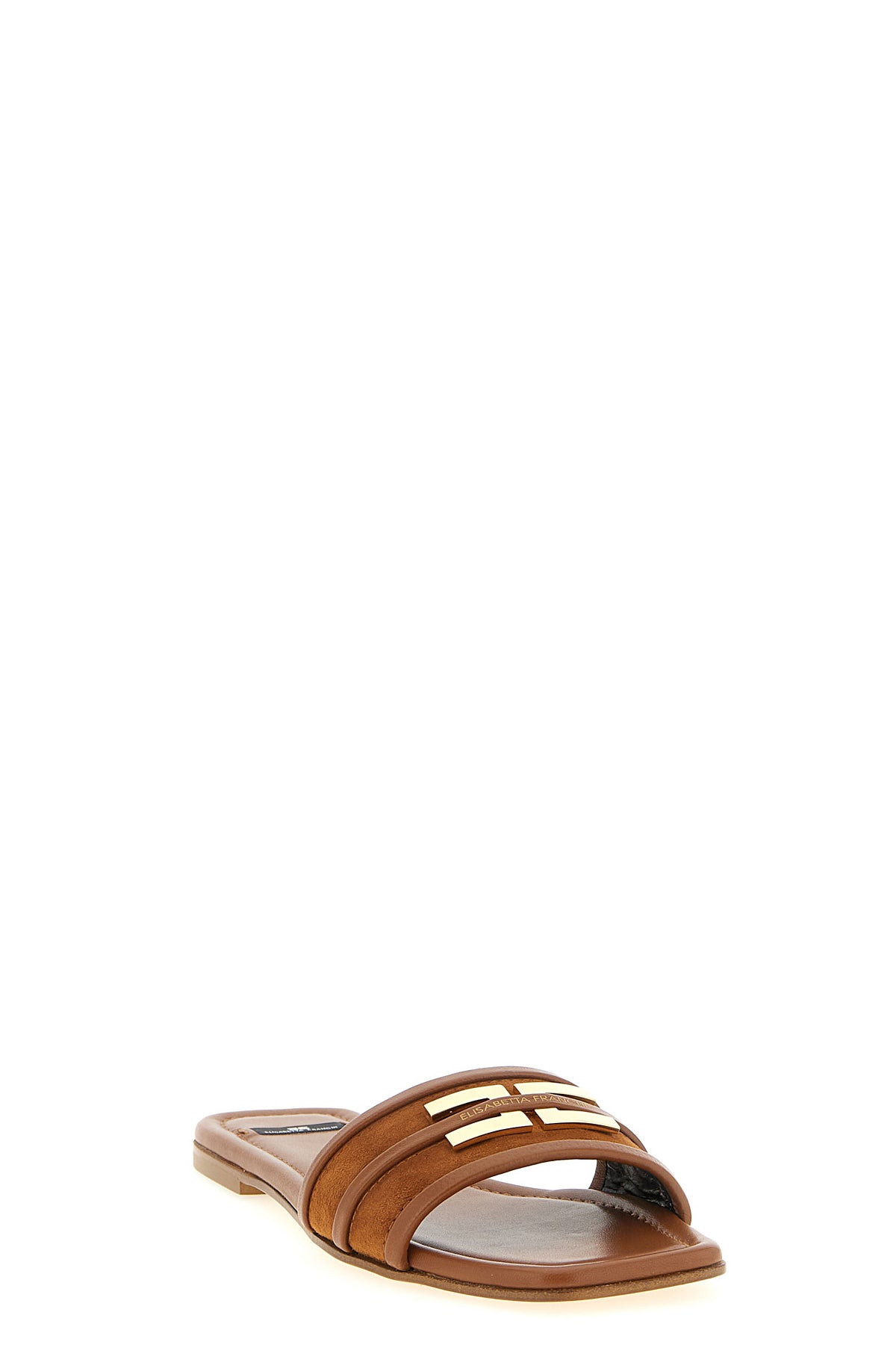 ELISABETTA FRANCHI 39.5 tone-on-tone suede and smooth leather slides