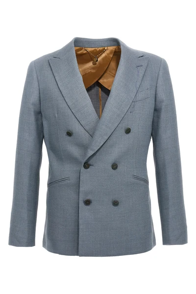 double-breasted blazer in silk blend