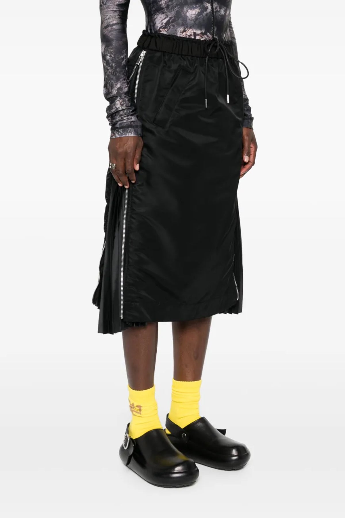 SACAI 2 nylon twill midi skirt