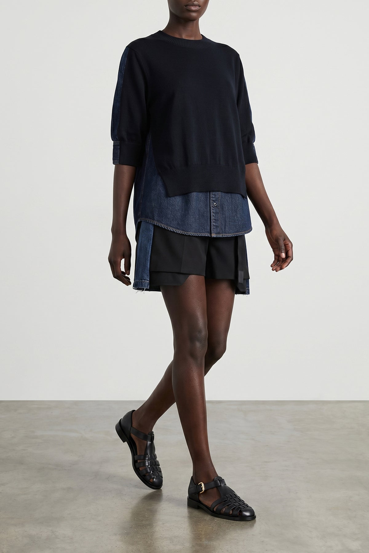 SACAI 1 shirt-style back in cotton denim