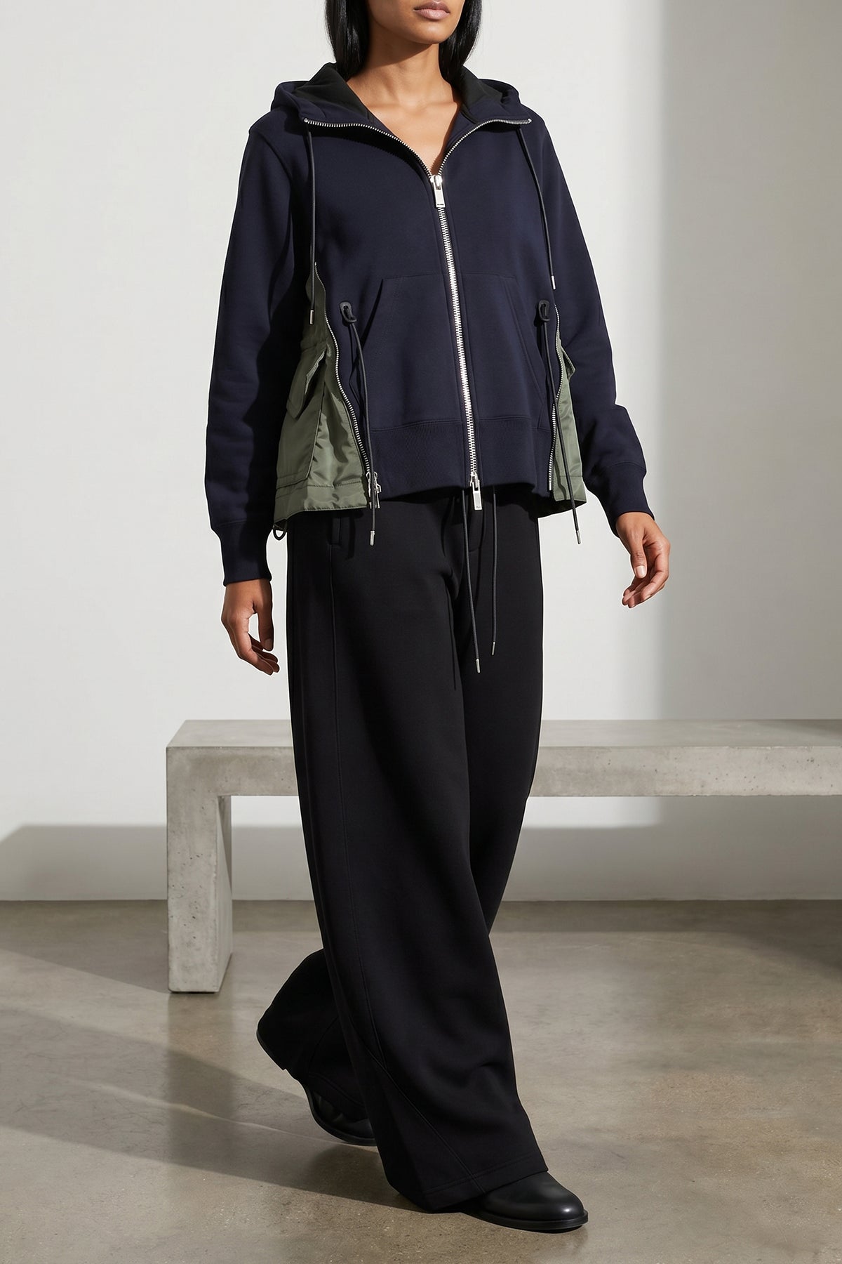 SACAI 2 sponge cotton blend hoodie