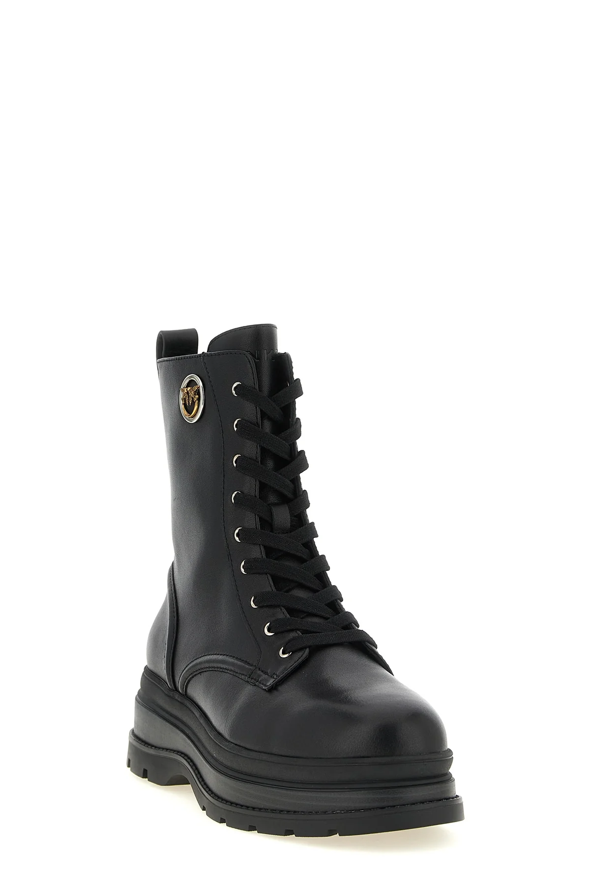 PINKO 36 the pinko lace-up ankle boots redefine urban volumes through a rigorous construc