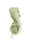 feather wrap satin sandals