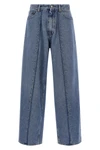 5 pockets wide leg jeans in cotton denim