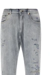 used-effect stone washed cotton denim jeans