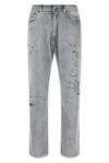 used-effect stone washed cotton denim jeans