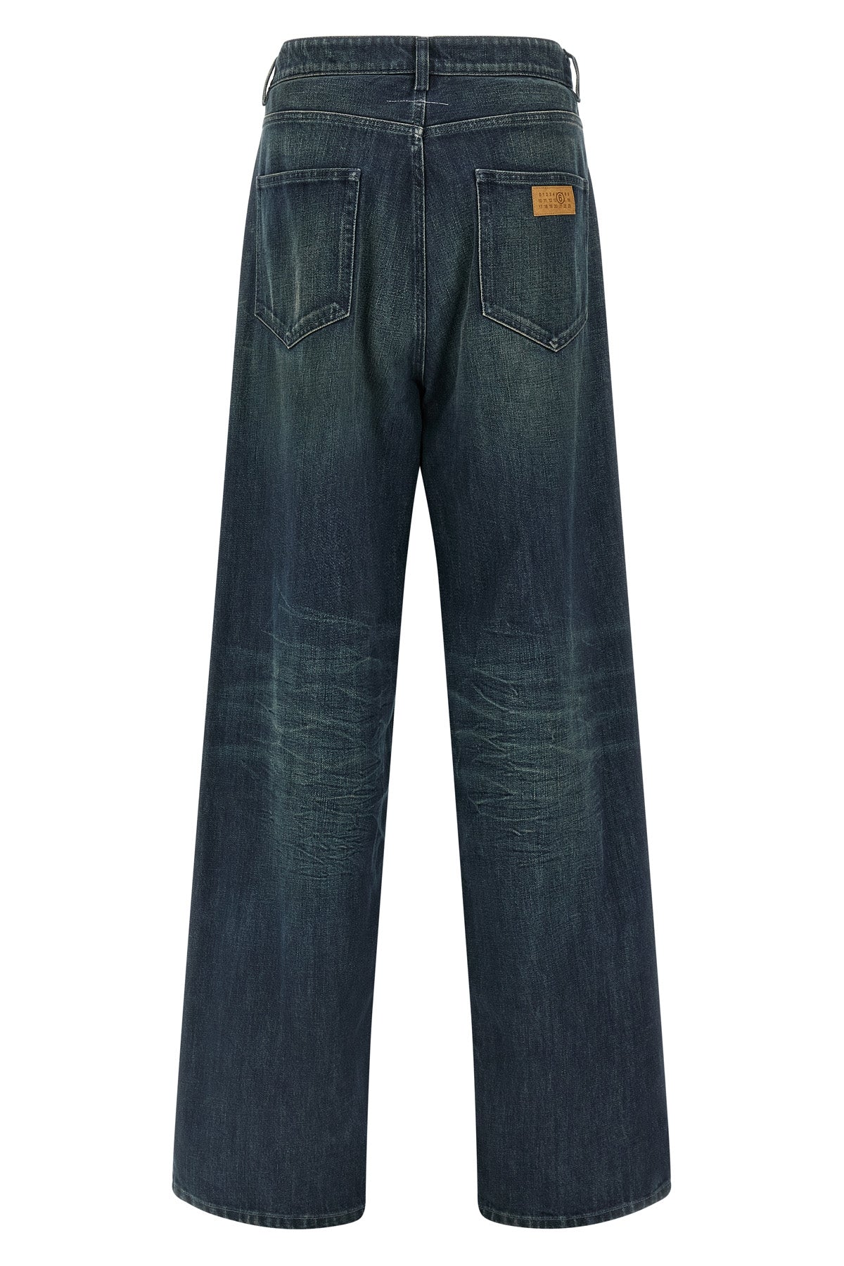 stone-washed rigid cotton denim jeans
