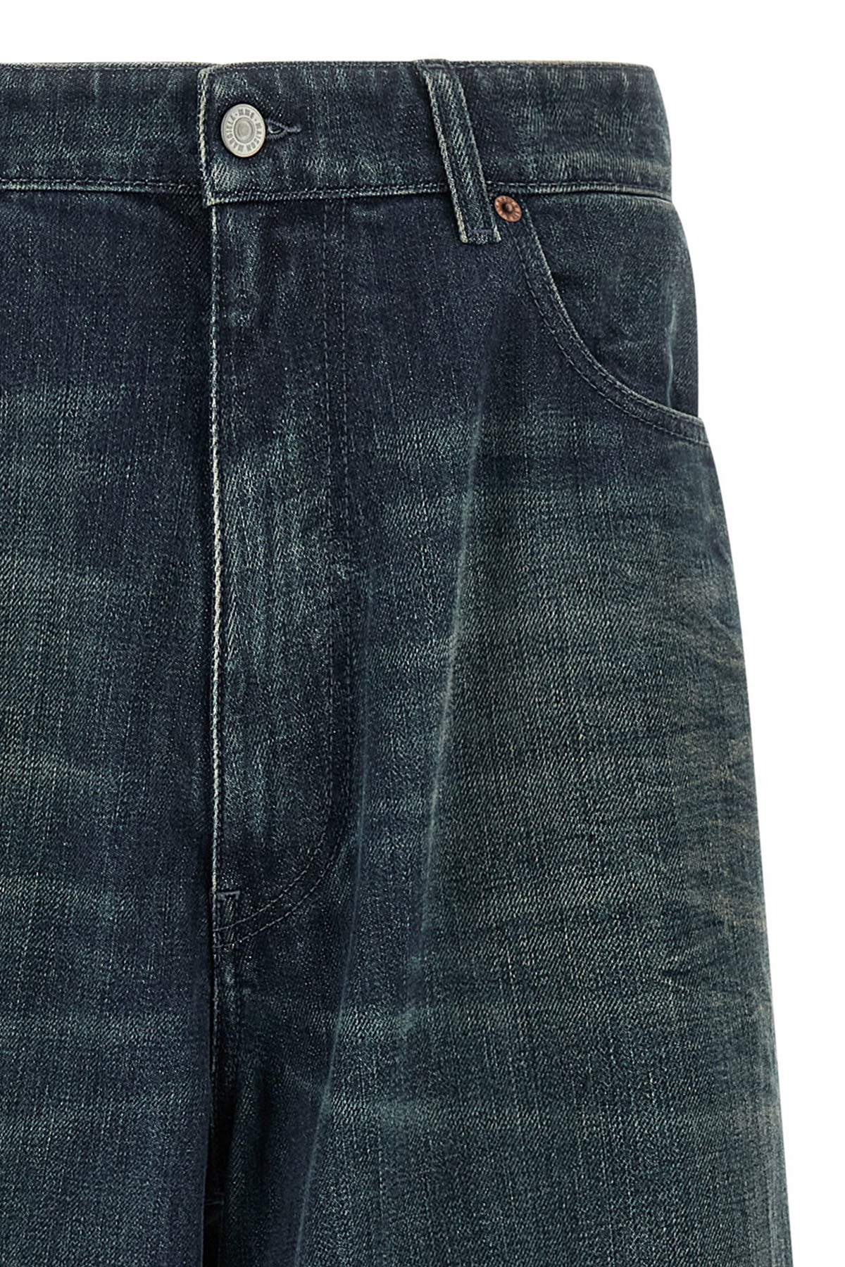 stone-washed rigid cotton denim jeans