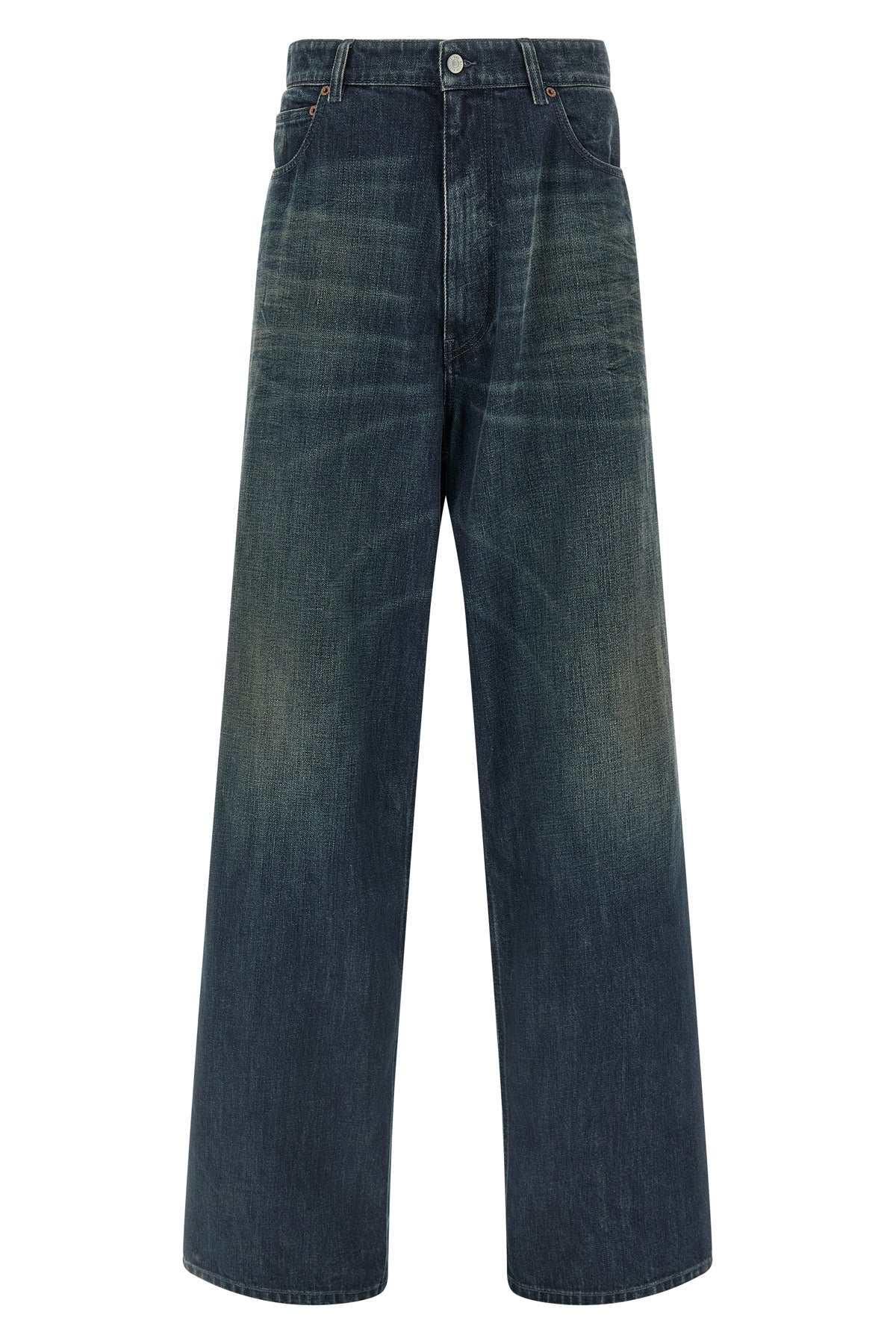 stone-washed rigid cotton denim jeans