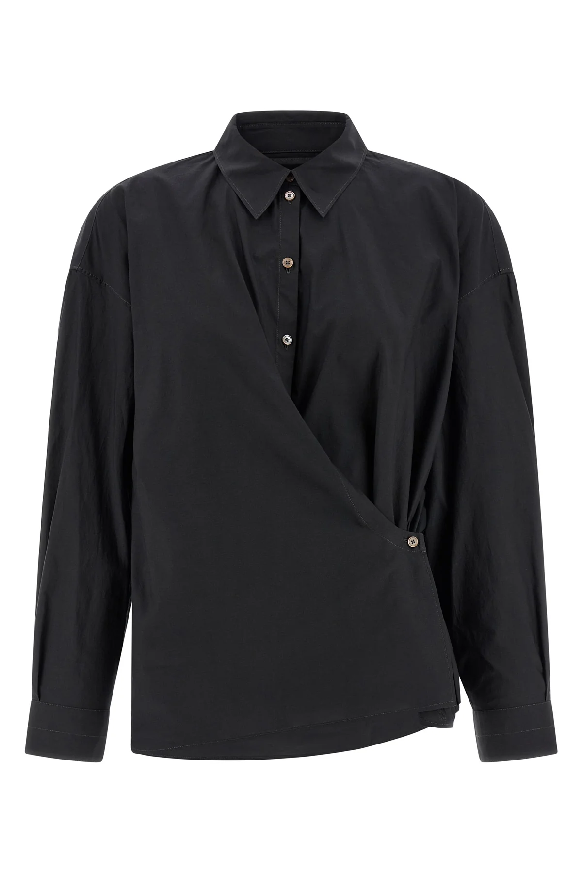 straight collar twisted cotton and silk wallet shirt