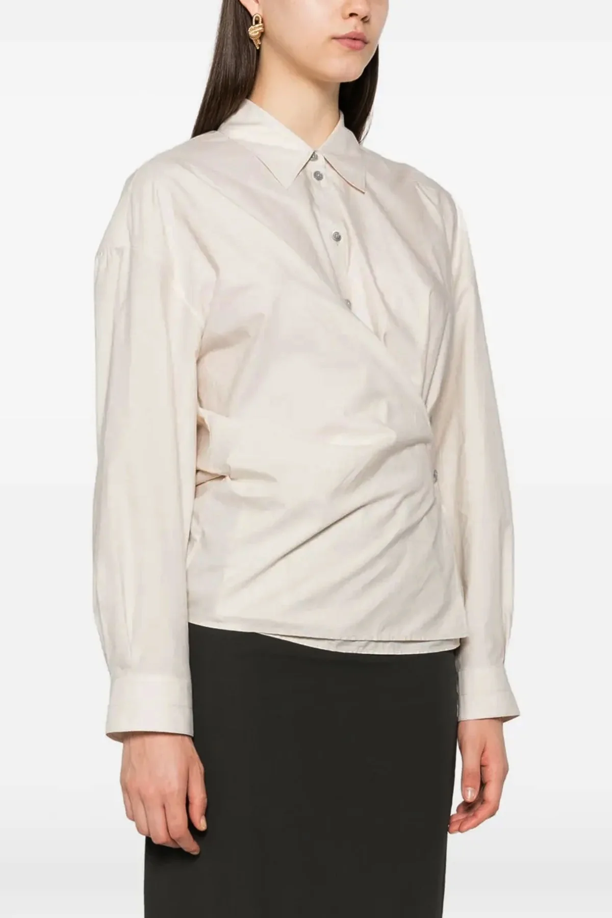 straight collar twisted cotton and silk wallet shirt