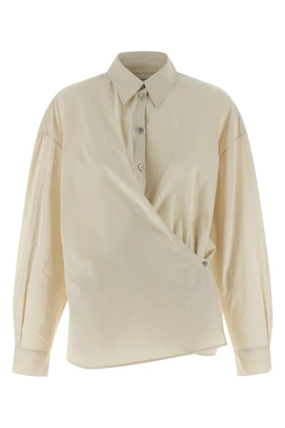 straight collar twisted cotton and silk wallet shirt