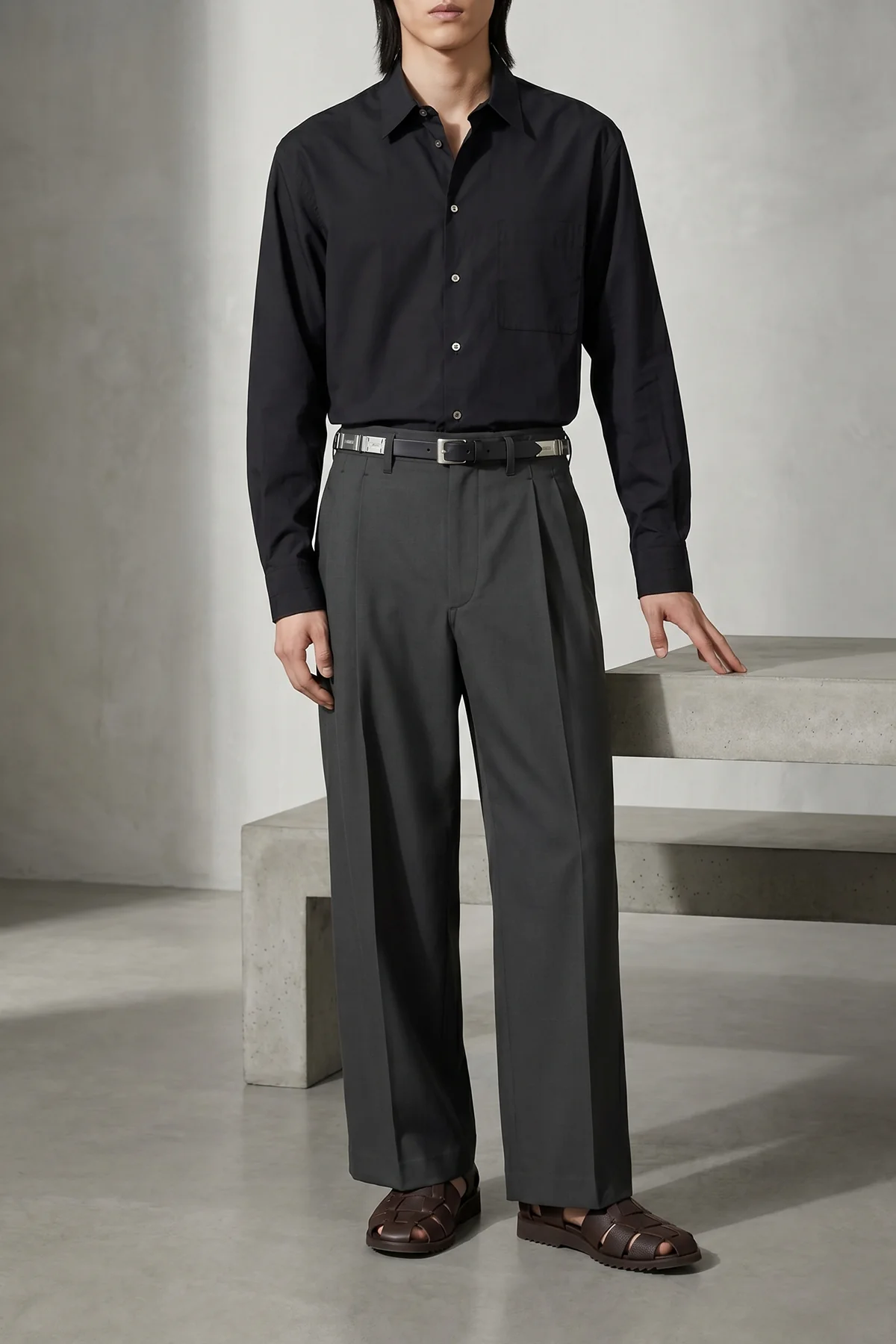 LEMAIRE 48 washed cotton and silk blend shirt