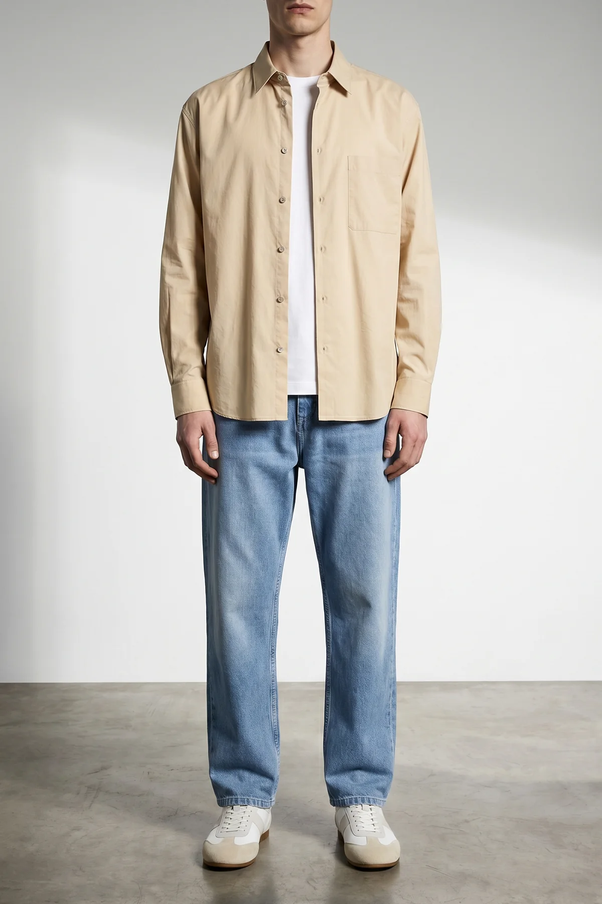LEMAIRE 48 regular shirt in light and washed cotton blend silk