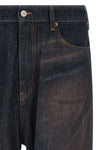 high-waist washed cotton denim jeans