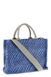 two-tone handbag in woven raffia effect fabric