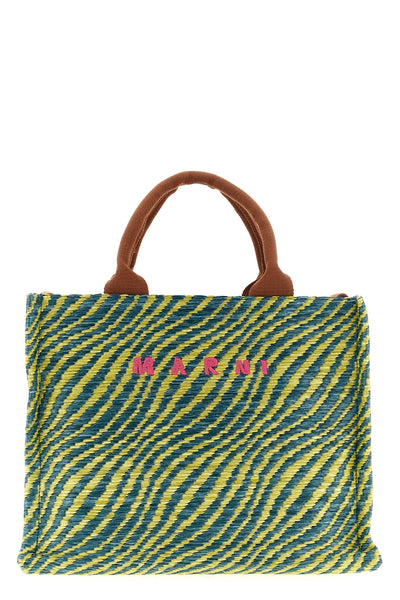 two-tone handbag in woven raffia effect fabric