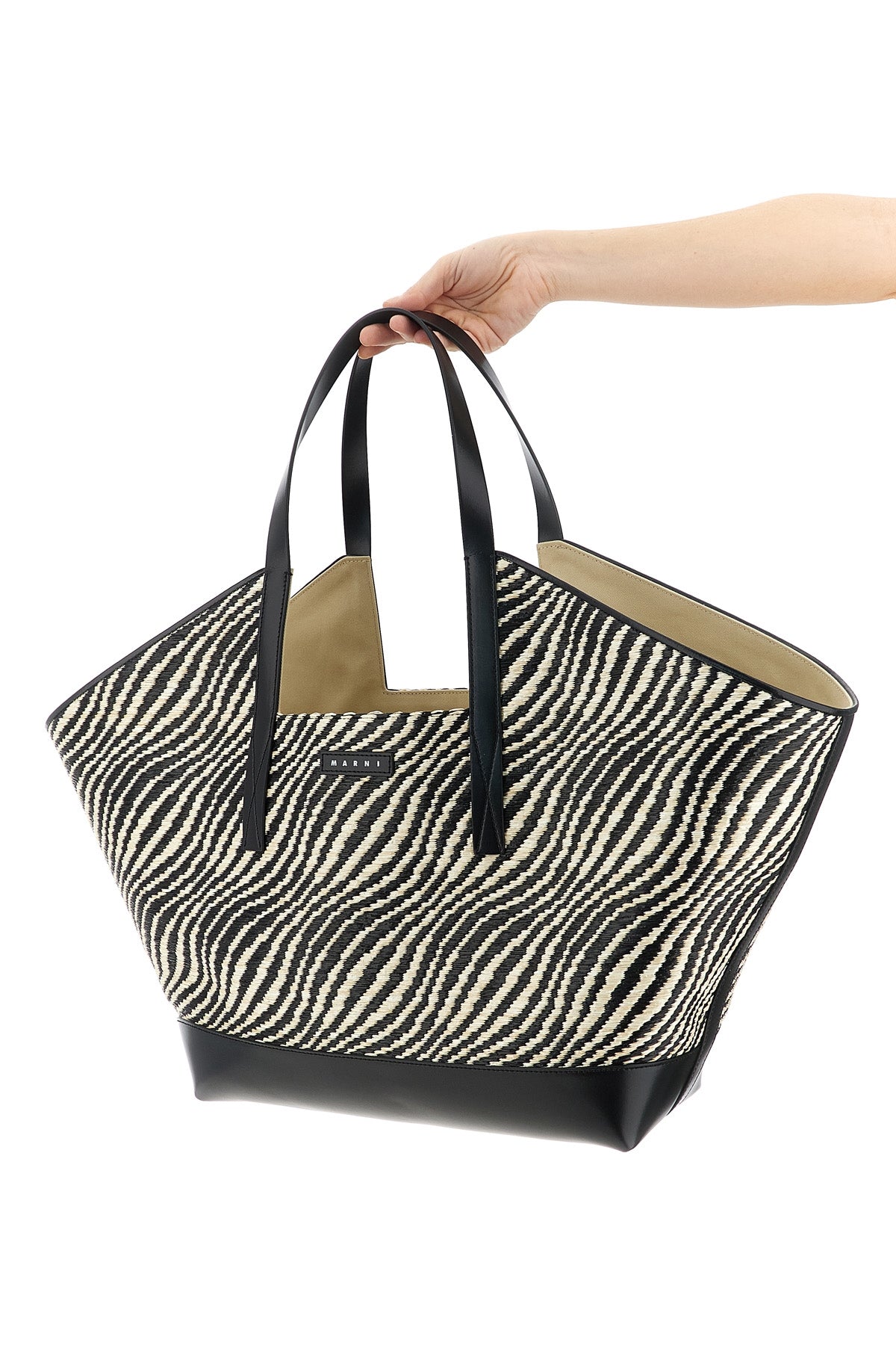MARNI OS waves trapezoidal raffia-effect fabric