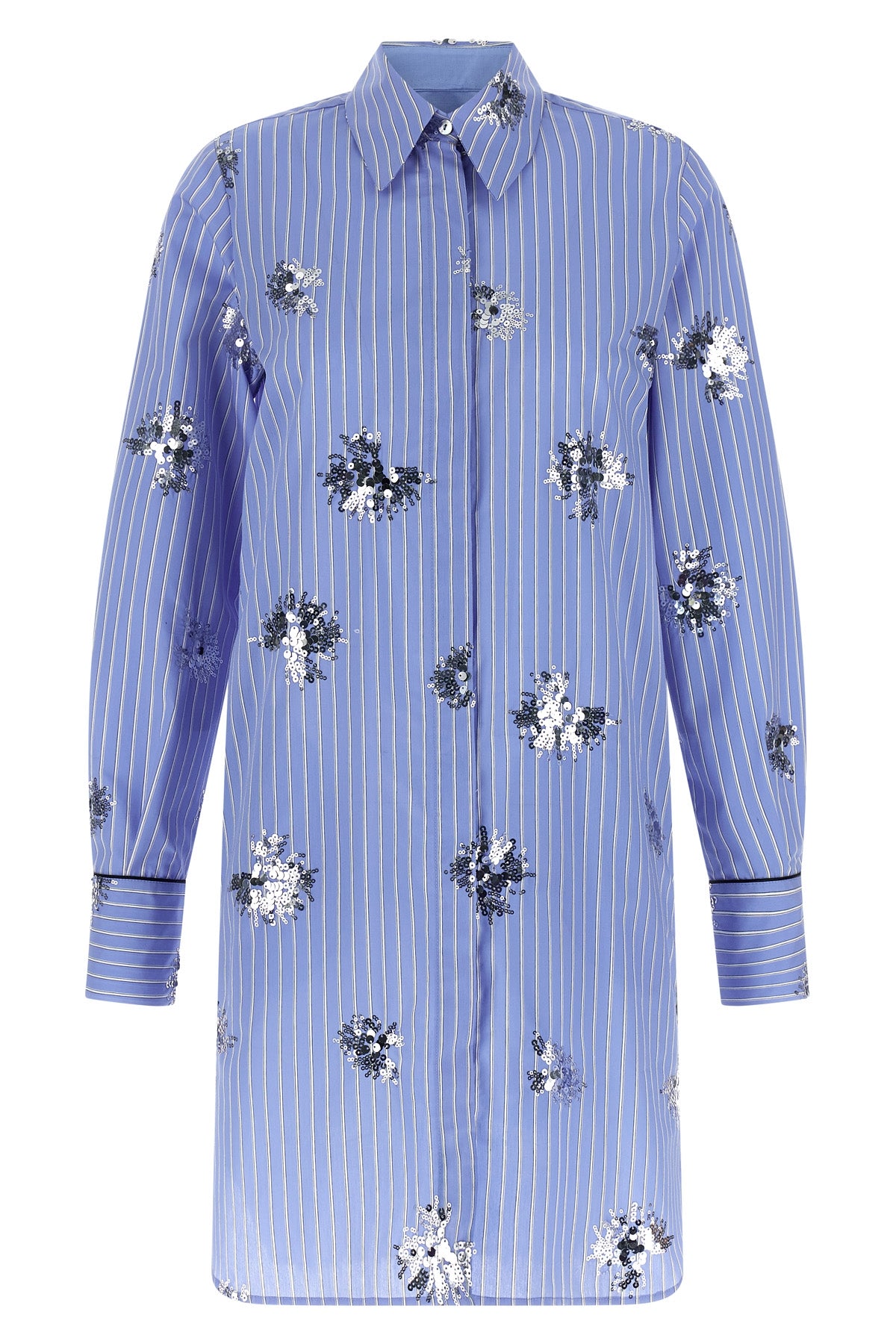 LE TWINS 42 mini silenzio striped cotton poplin dress
