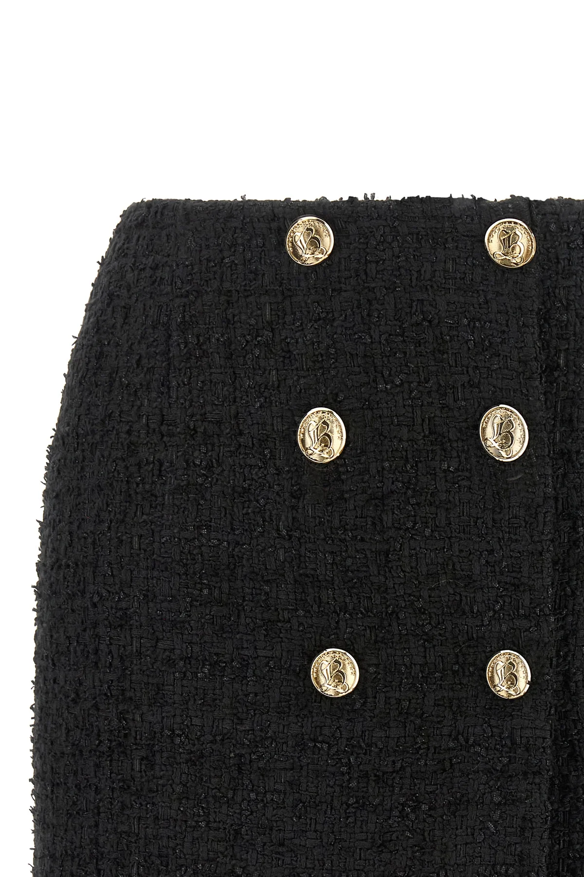 the balmain mini skirt in bouclé cotton blend redefines the codes of contemporar