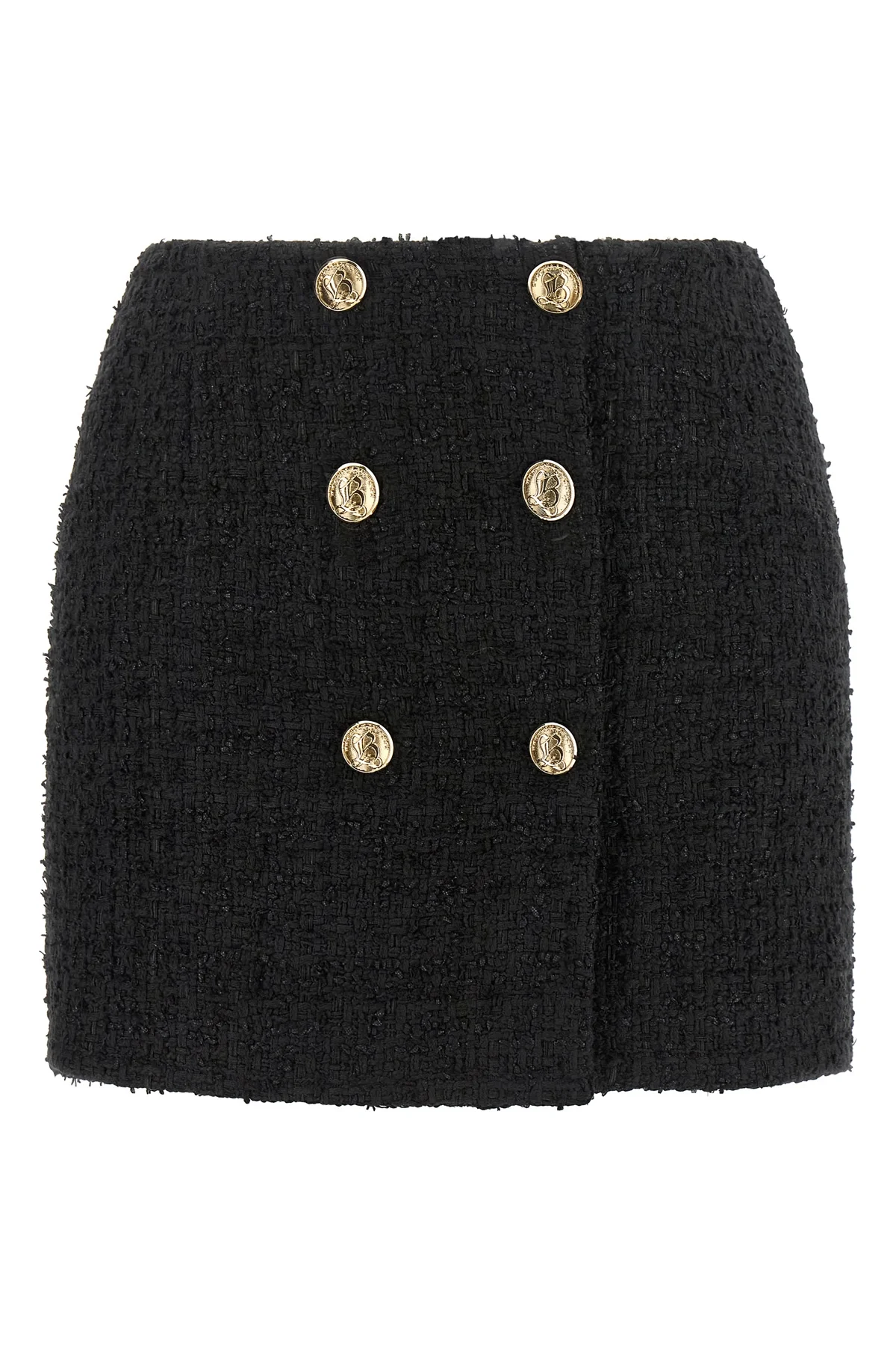 the balmain mini skirt in bouclé cotton blend redefines the codes of contemporar