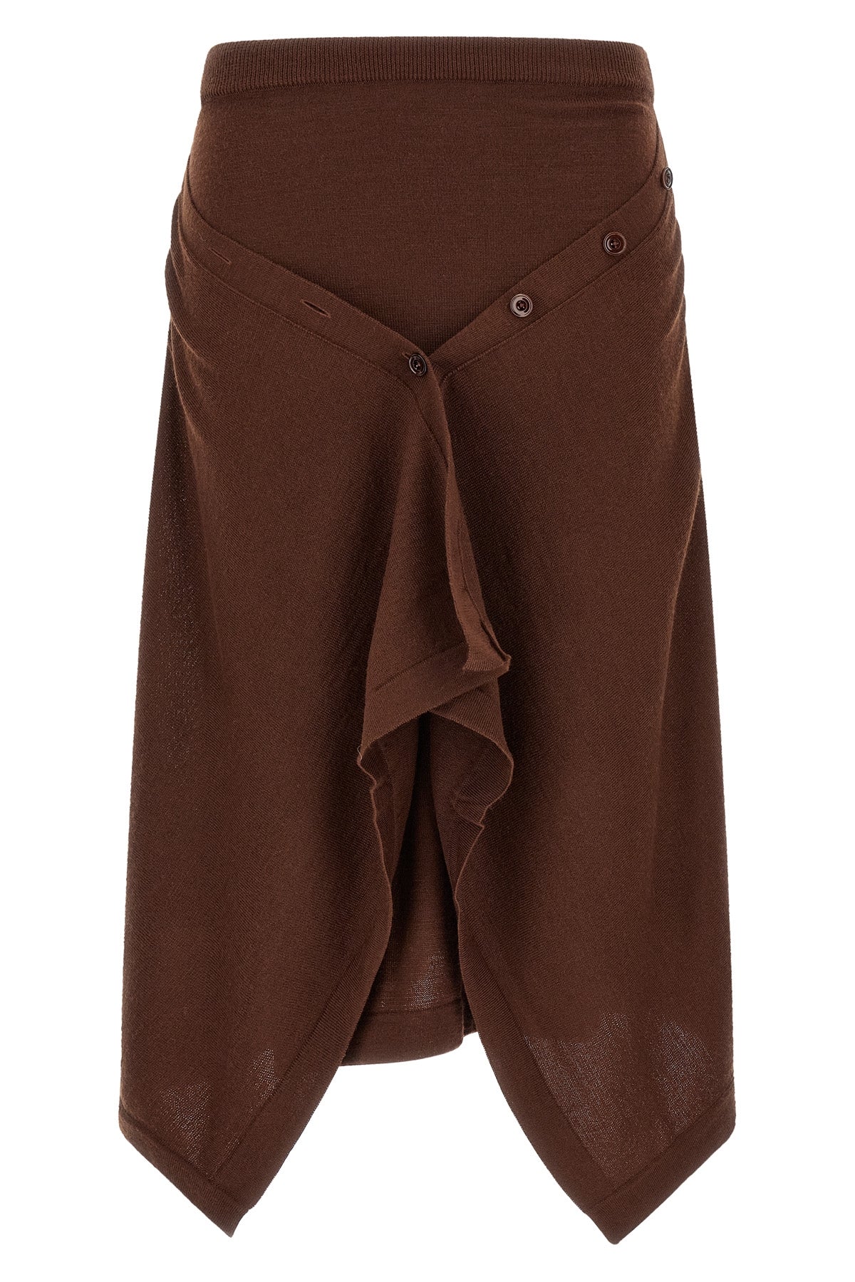 the lemaire skirt redefines the codes of knitwear through a sculptural and asymm