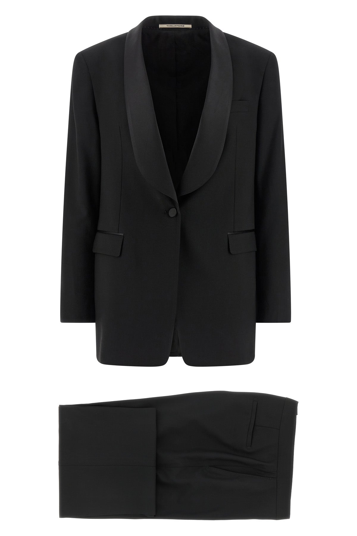 TAGLIATORE 42 super 120s natural stretch virgin wool clarita tuxedo dress
