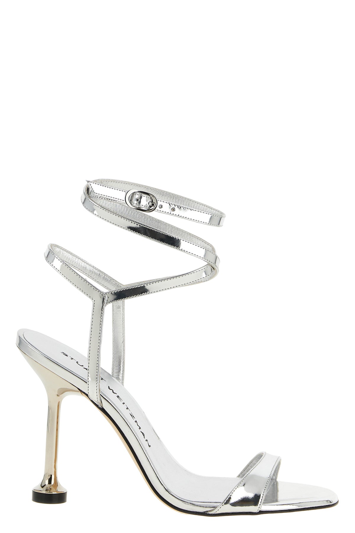 STUART WEITZMAN 36 nudistini wrap mirrored leather sandals