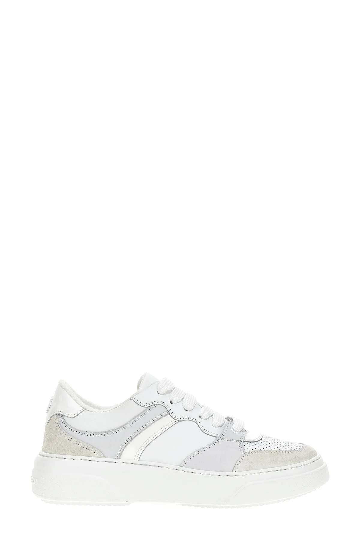DSQUARED2 36 bumper leather and suede lace-up sneakers and a rubber sole