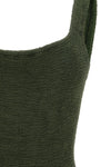 the hunza g square neck one-piece swimsuit defines the silhouette through minima