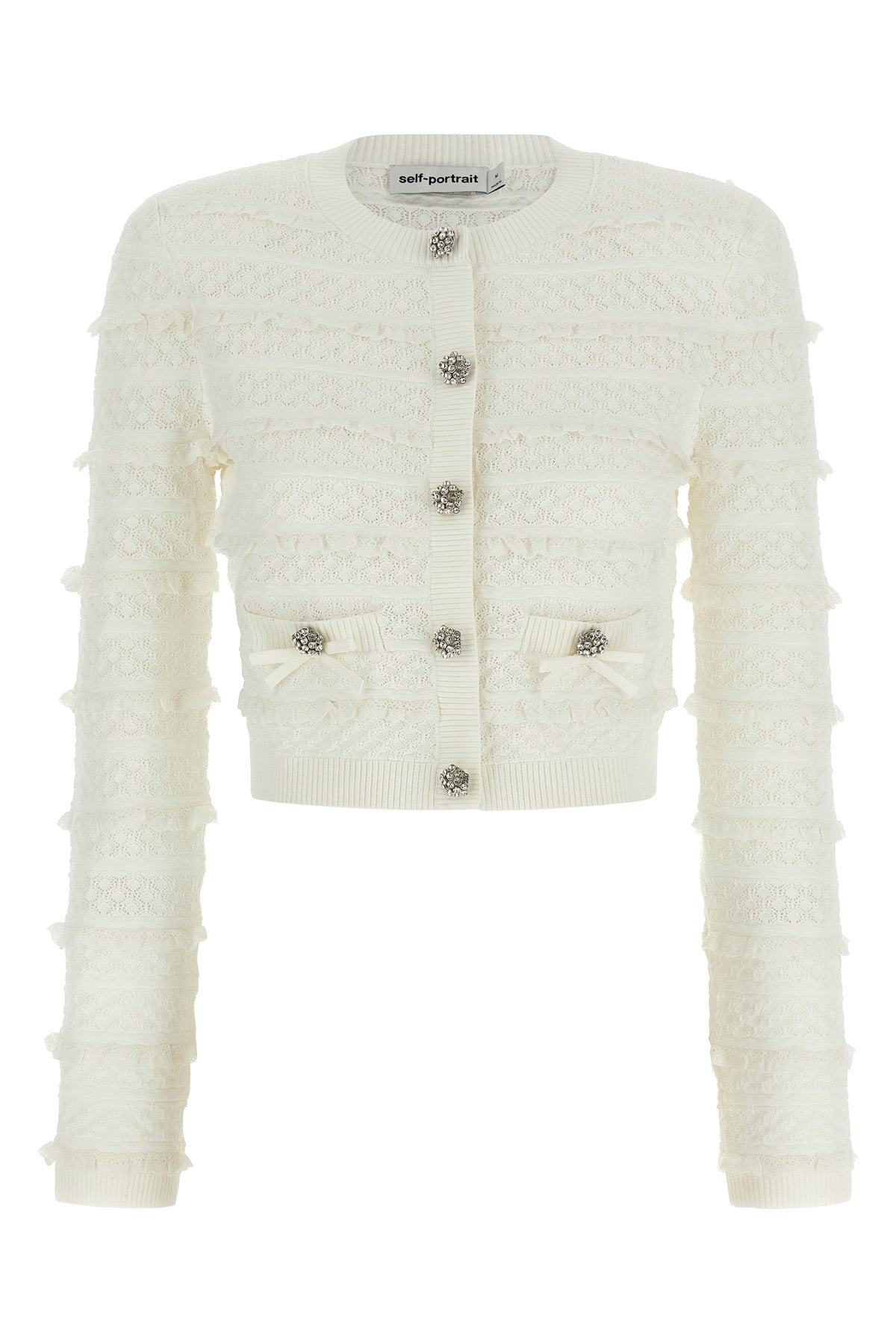 SELF PORTRAIT M pointelle diamante knit cardigan