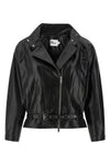 biker jacket in shiny leather-effect fabric