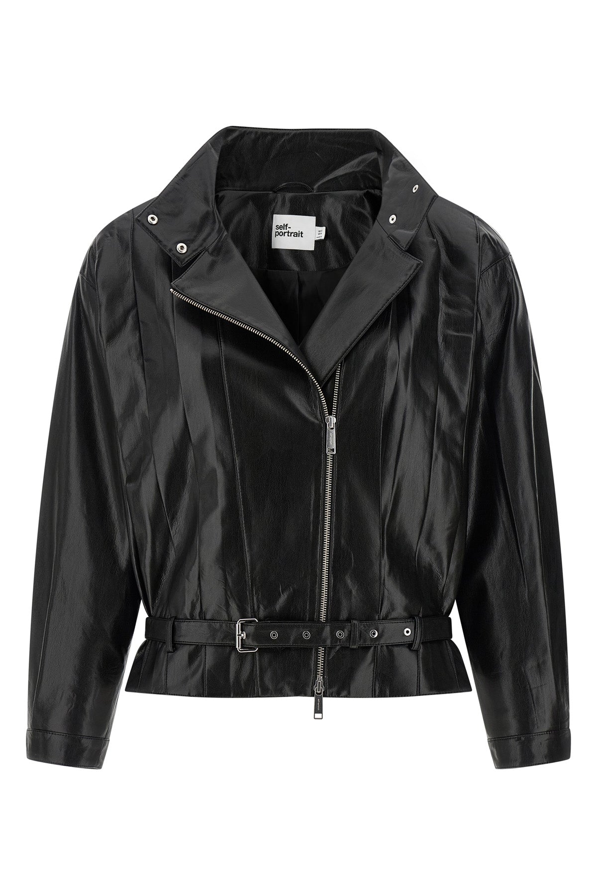 biker jacket in shiny leather-effect fabric