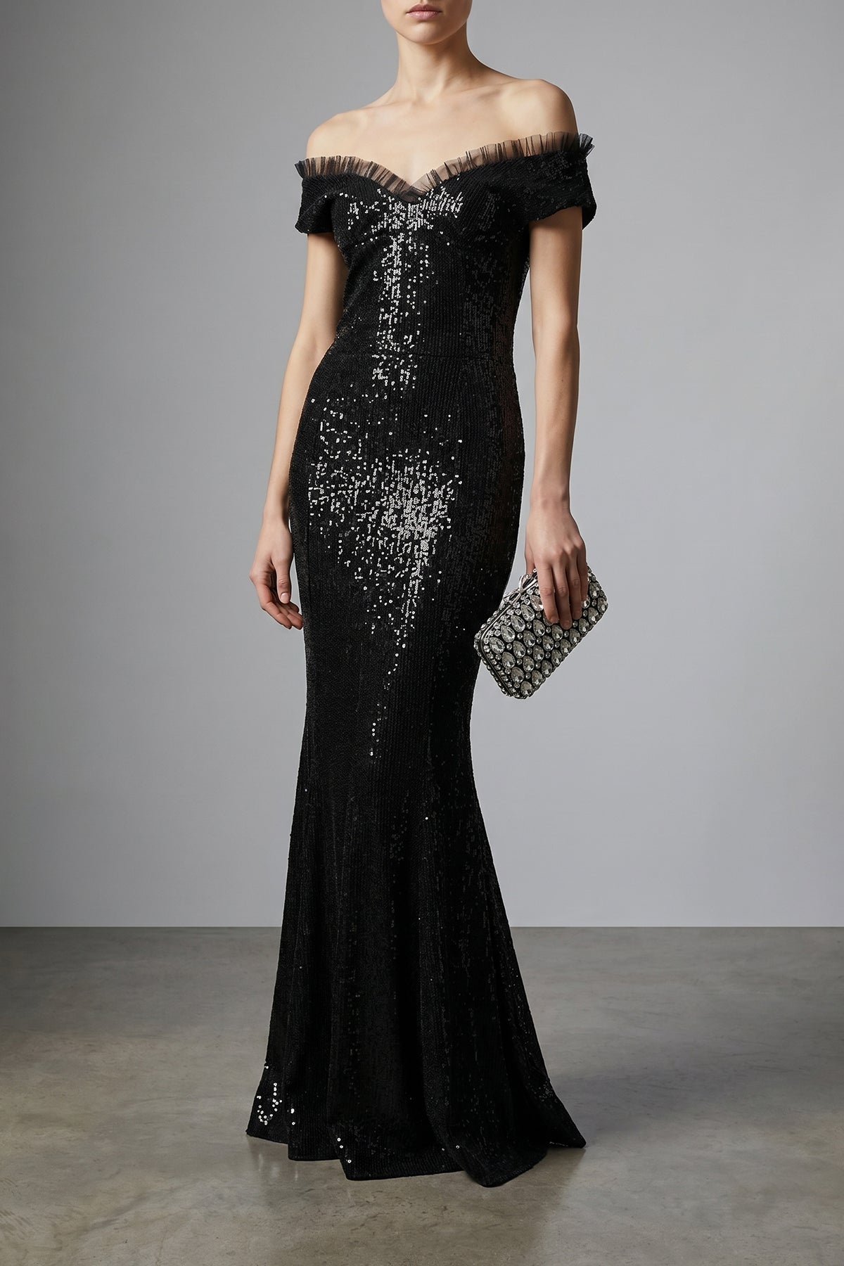 black satin crystal satin clutch