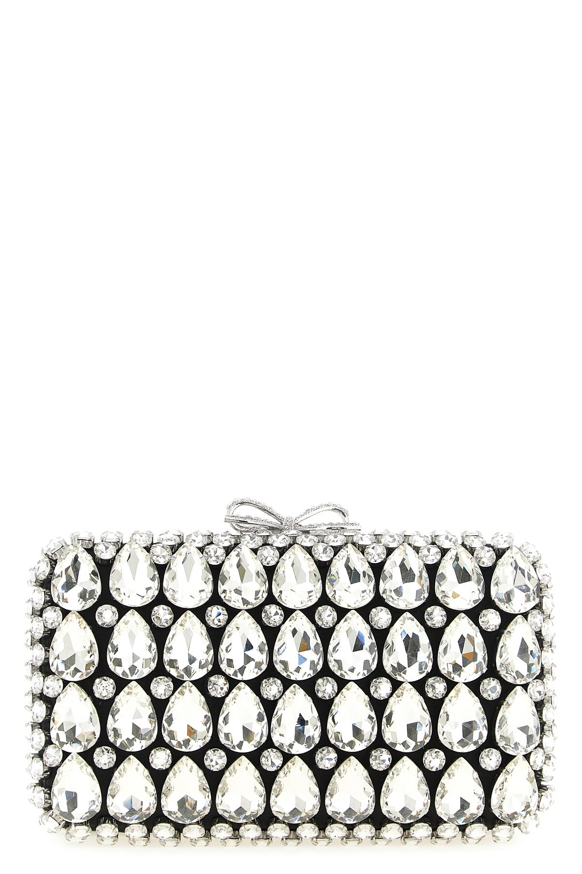 black satin crystal satin clutch