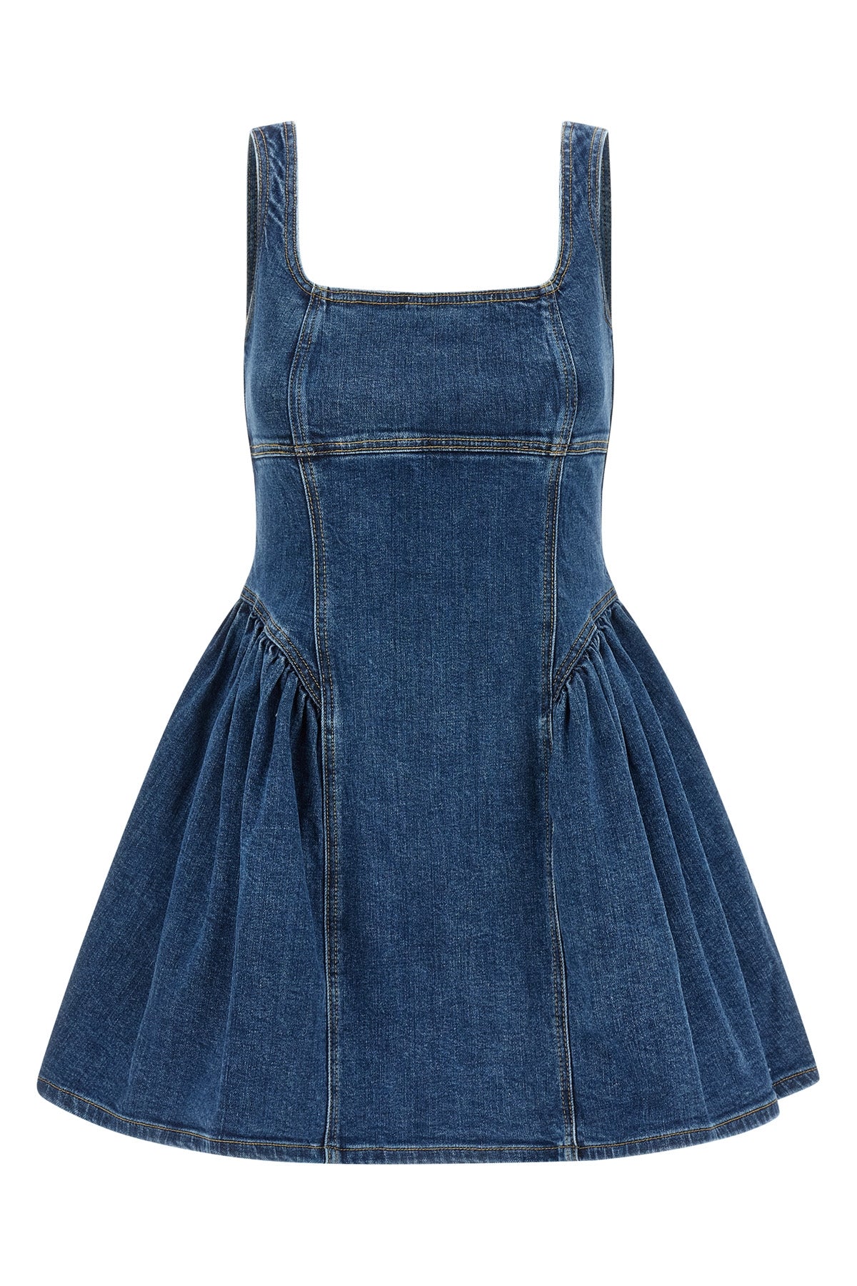 SELF PORTRAIT 8 mini dress in slightly stretch cotton denim