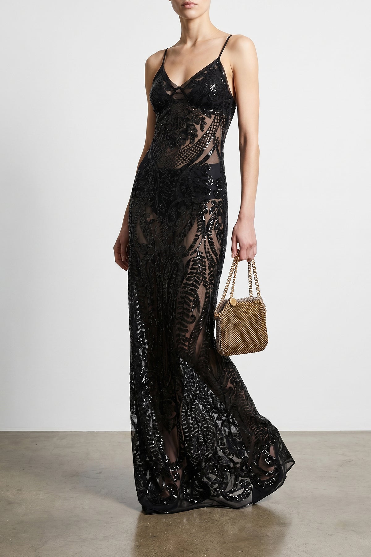 NORMA KAMALI S long dress in semi-transparent fabric