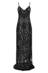 long dress in semi-transparent fabric