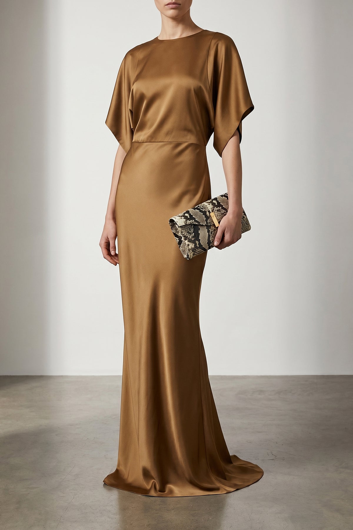 NORMA KAMALI M long reverse obie dress in fluid satin-effect fabric