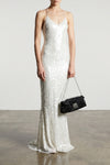 fara long dress in semi-transparent stretch fabric