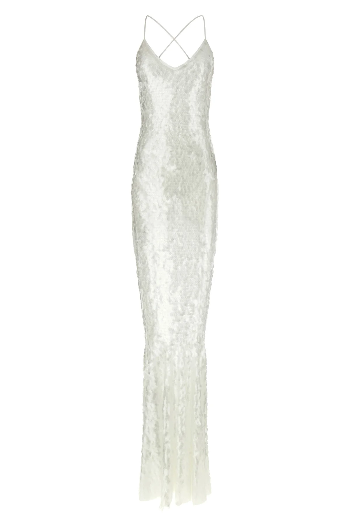 fara long dress in semi-transparent stretch fabric