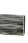 the jimmy choo sweetie clutch has a rigid and elongated silhouette