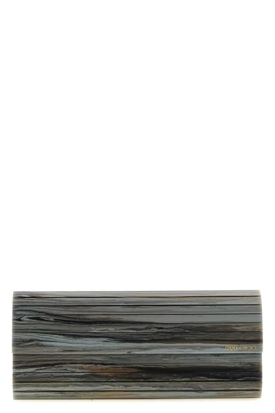 the jimmy choo sweetie clutch has a rigid and elongated silhouette