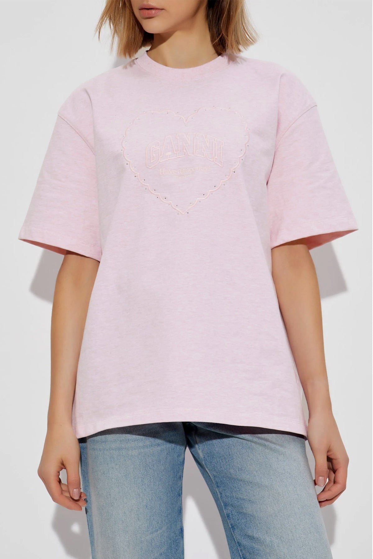 GANNI S t-shirt in melangé cotton