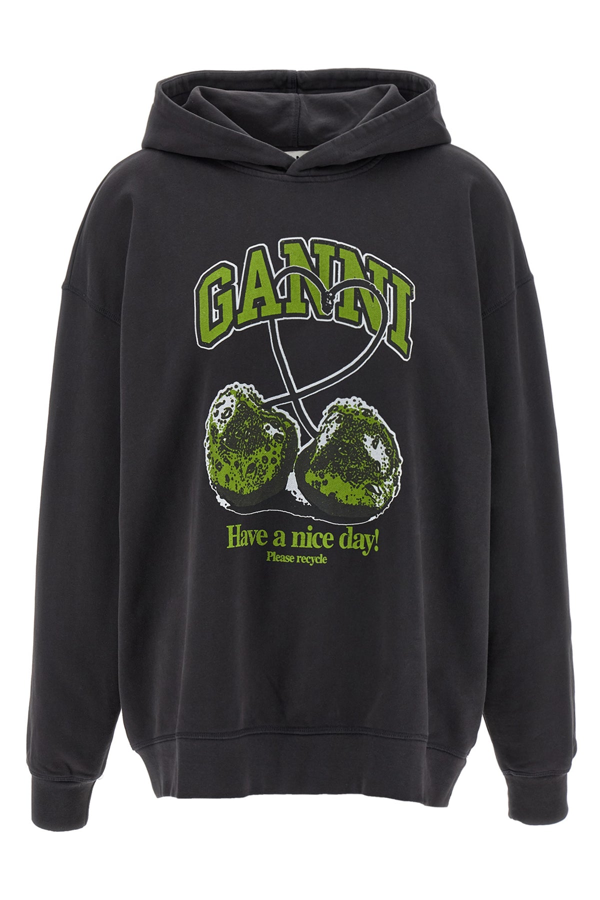 GANNI XXS-XS basic jersey cherry hoodie in brushed cotton jersey