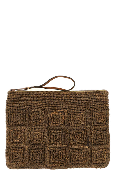 tanala crochet raffia clutch bag