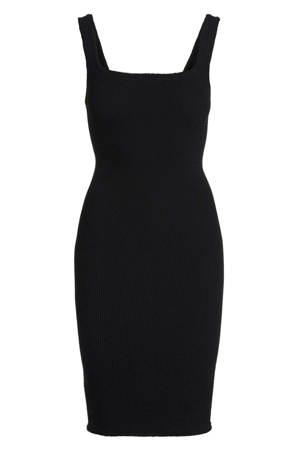 HUNZA G OS abito tank dress in tessuto stretch quot;seamless crinklequot; modello con spalline so