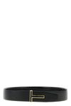 reversible belt in shiny crocodile-effect leather and smooth matte leather